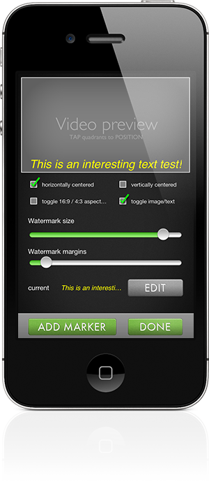 watermarker settings for horizontally centered text iphone 4s